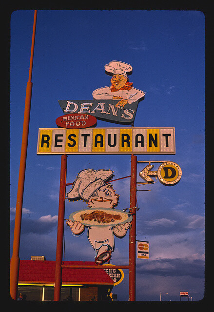 Dean\'s Restaurant sign B-40 Route 66 Tucumcari New Mexico 1980s Old Photo