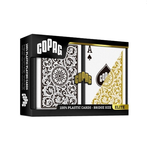 COPAG 1546 100% PLASTIC PLAYING CARDS - BRIDGE SIZE REGULAR INDEX GOLD/BLACK