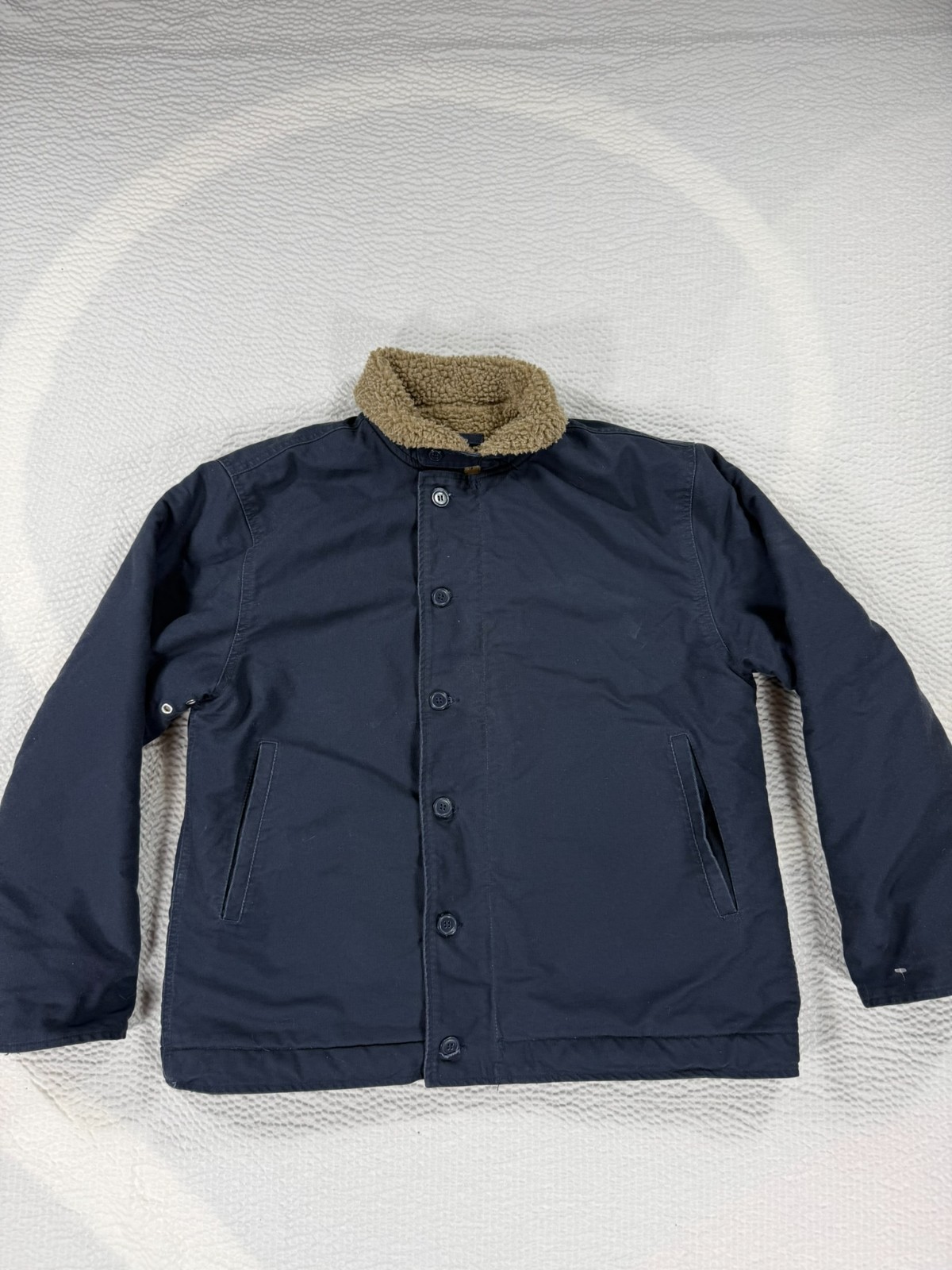 Vintage US Military Jacket Mens 42 Navy Department N-1 Deck Sherpa Lined Coat