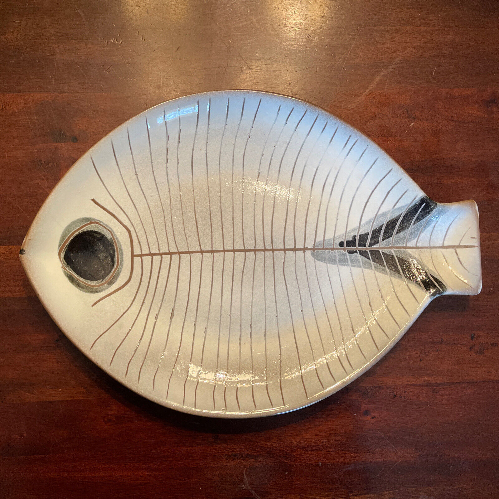 Vintage Midcentury Modern Art Pottery Serving Platter Plate Lagardo Tackett Fish