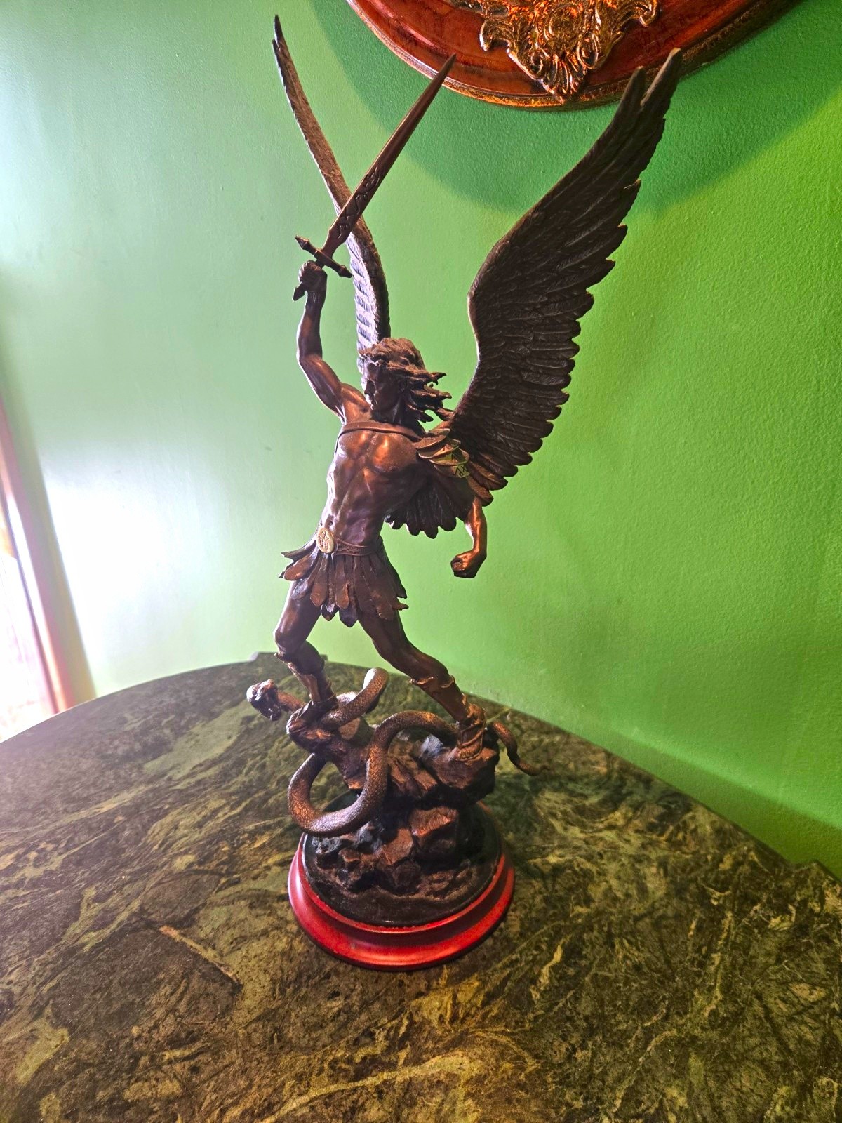 Archangel Saint Michael (Bronze Statue) St.Michael Fighting Winged Sword Serpent