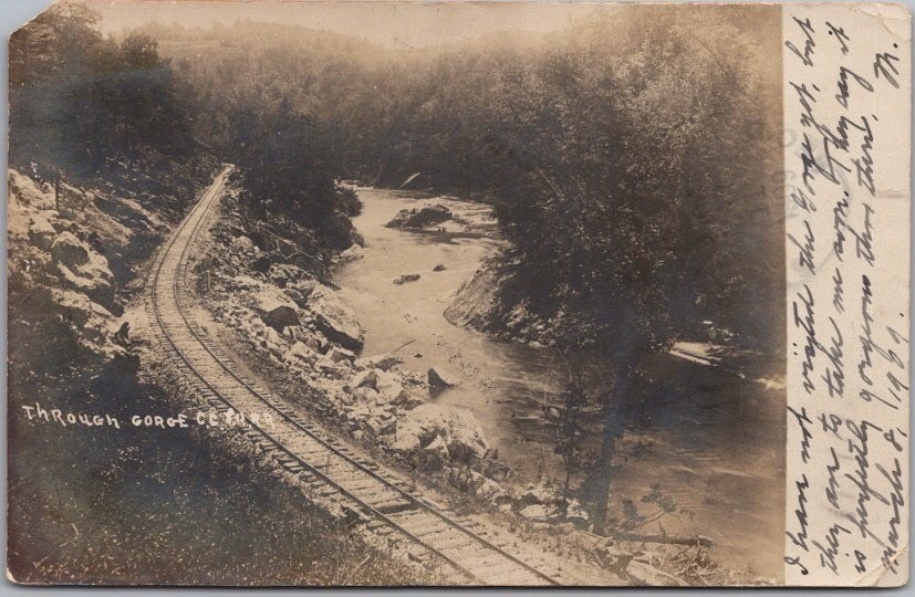 1909 Carolina, Clinchfield & Ohio Railway RPPC Postcard THROUGH GORGE C.C.&O. RR
