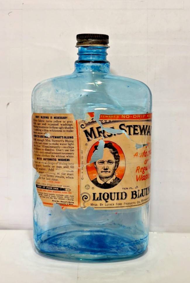 Vintage/Antique Mrs. Stewarts Liquid Bluing Bottle Good Condition Please Read Vintage/Antique Mrs. Stewarts Liquid Bluing Bottle Good Condition Please Read