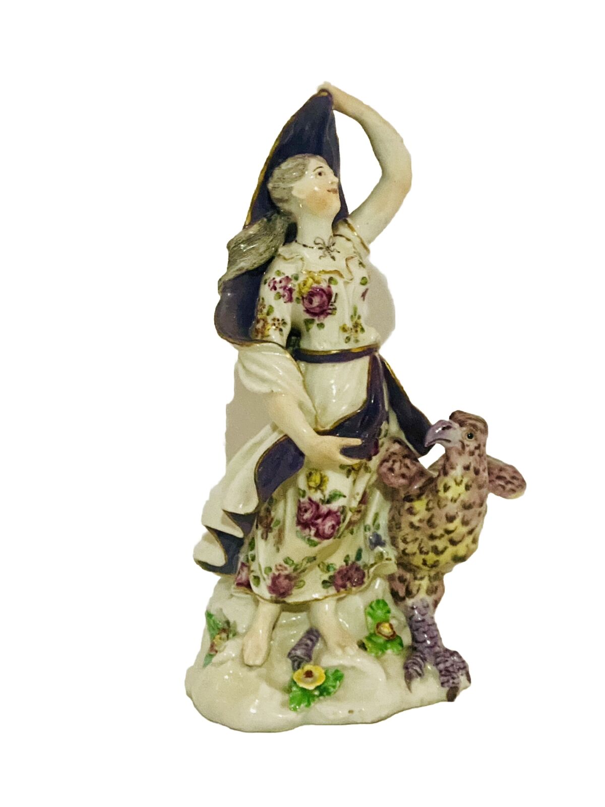 Antique 18thC Bow Hand Painted Porcelain Figurine (AIR) From The 4 Elements 8.5”