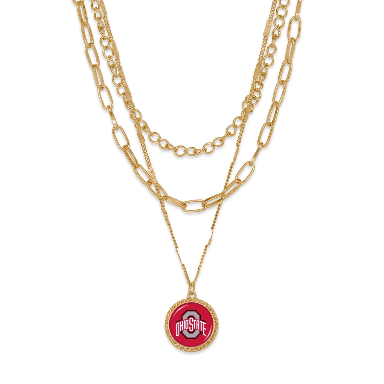 Ohio State, Licensed University Emblem Sydney Necklace, 18K gold plated