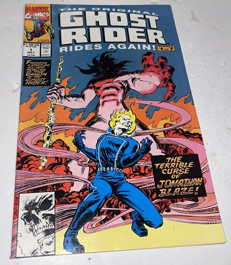Original Ghost Rider Rides Again 1 of 7 Marvel Comic Book 1991 VF/NM John Blaze