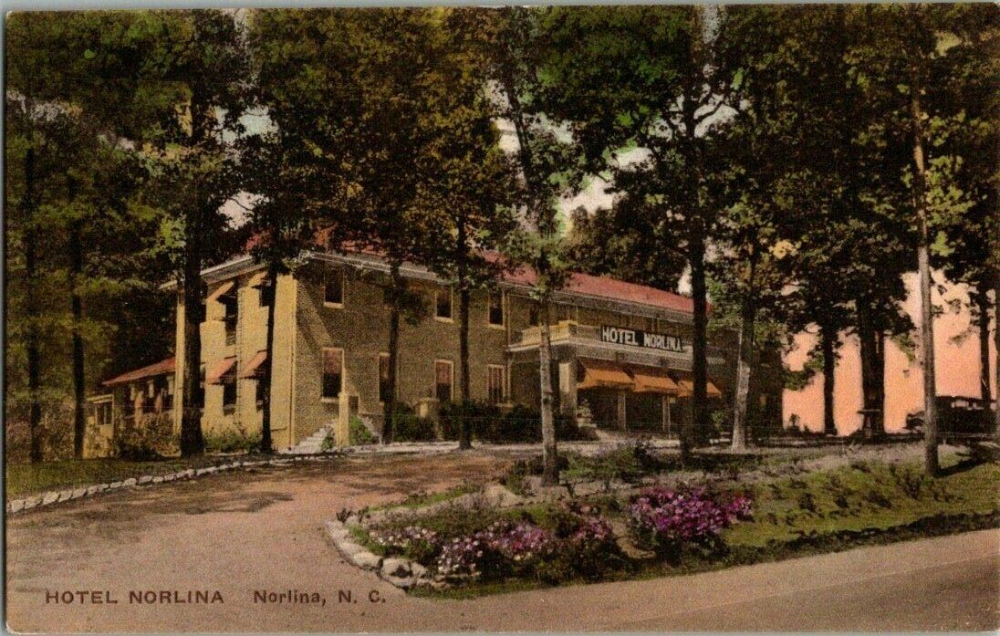 1935. HOTEL NORLINA, NORLINA, NC. HAND COLORED. POSTCARD. MM20
