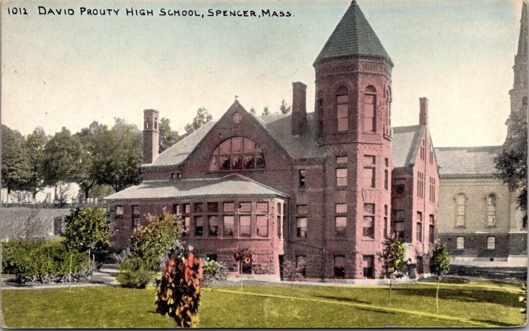 David Prouty High School, Spencer MA Vintage Postcard R62