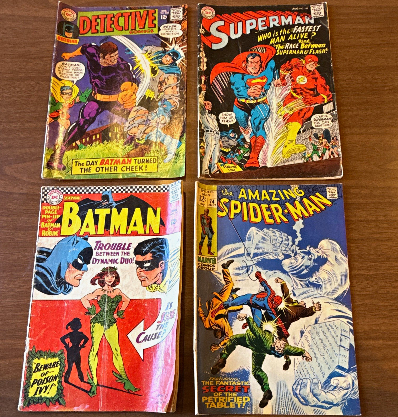 DC Marvel Lot Batman 181 1st Poison Ivy Superman 199 Spiderman 74 Detective 370