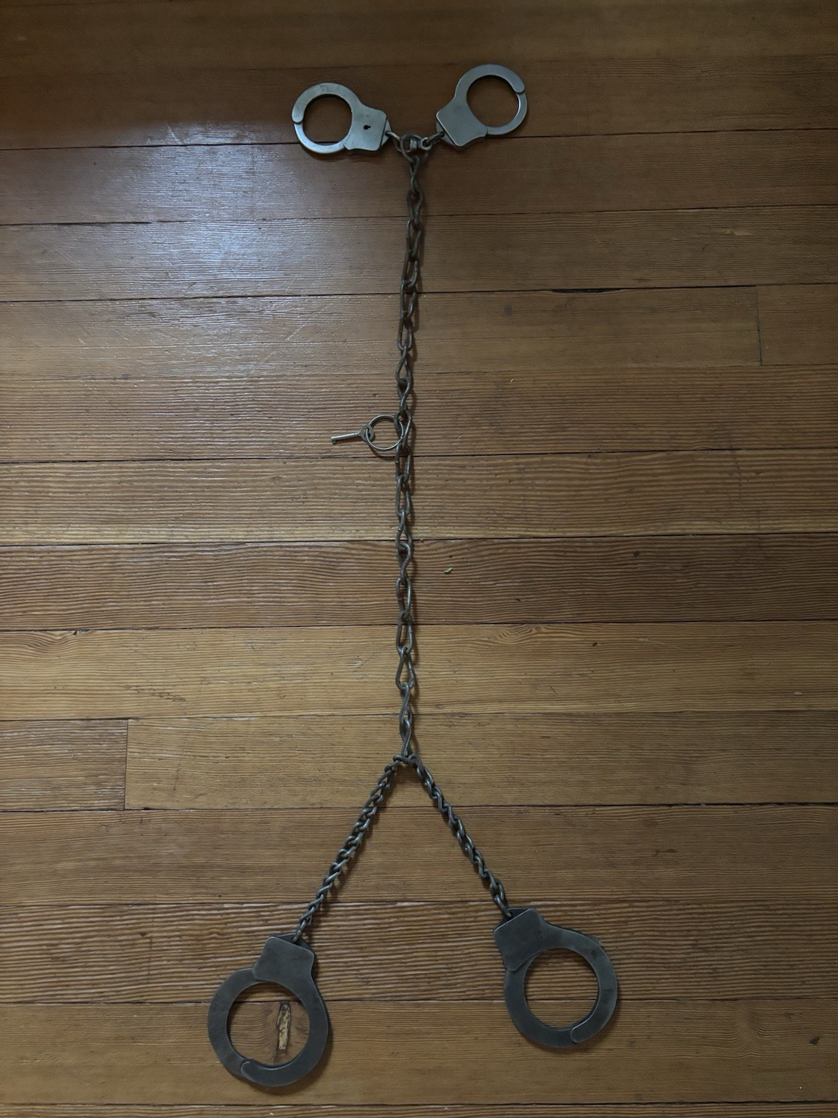 Antique Handcuffs Harvard Lock Company NY Handcuffs & Leg Irons W/ Key