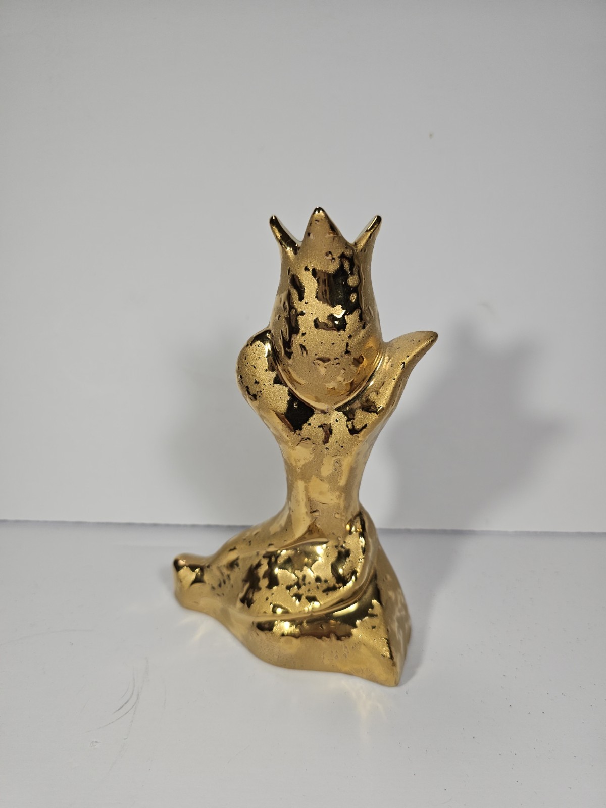 VTG 1960s Dixon Art Studios 22kt Weeping Gold Flower Bud Vase, 6\