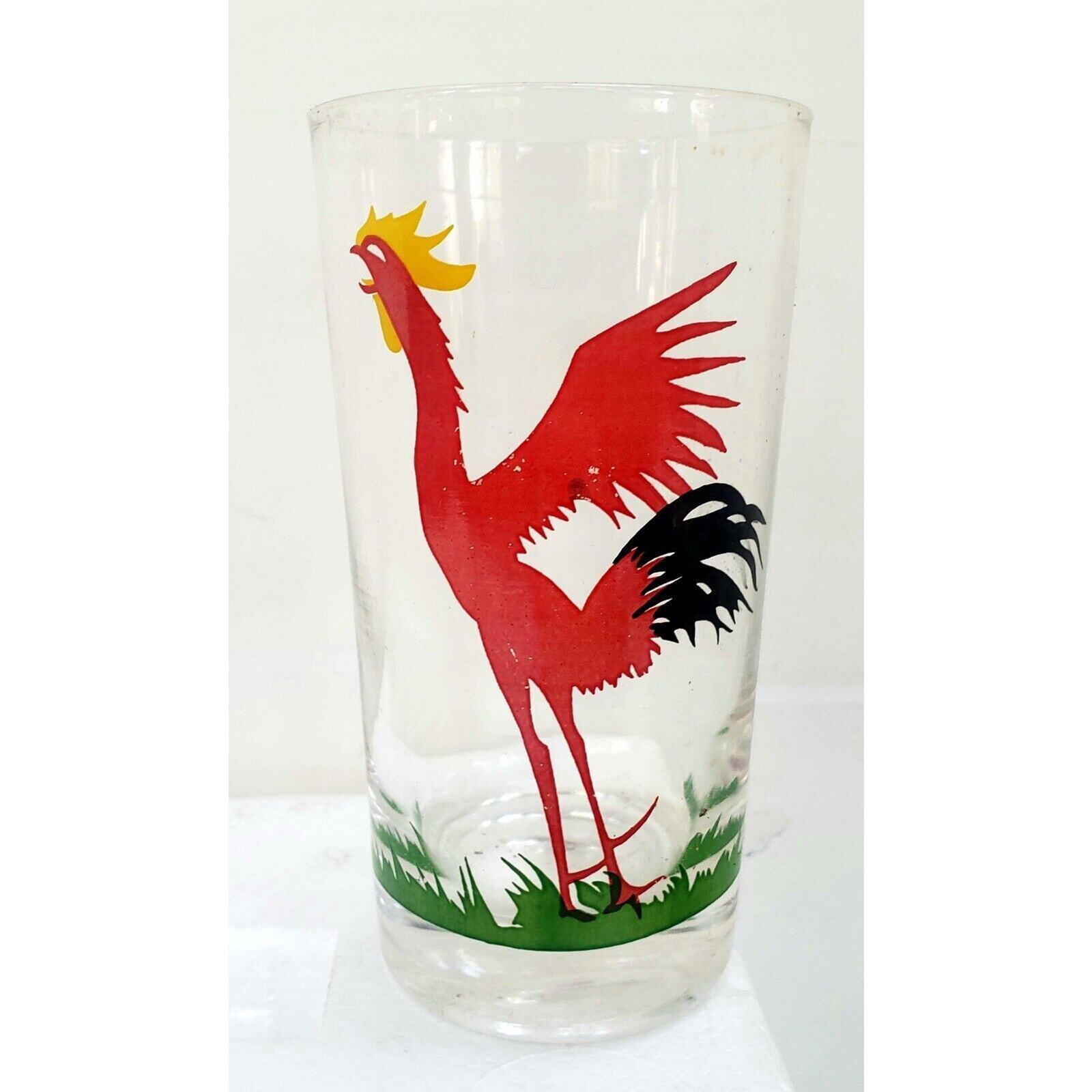 Vintage Federal Rooster Drinking Glass Tom Collins Highball Barware 1950s