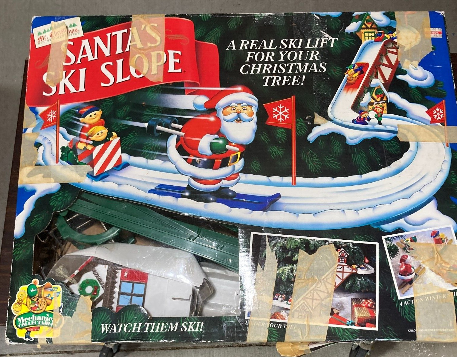 VTG 1992 MR CHRISTMAS SANTA’S SKI SLOPE ANIMATED TREE COMPLETE WORKS IN BOX