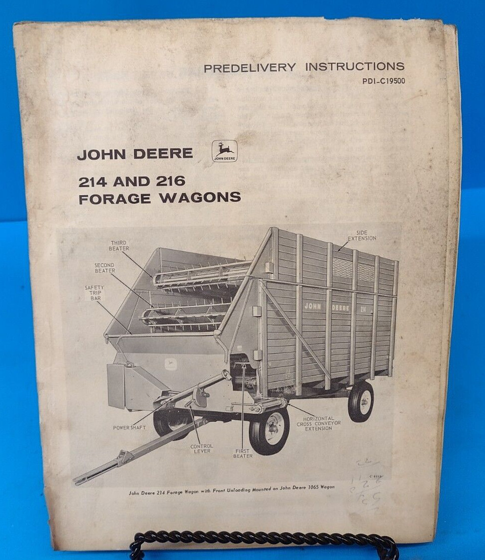 John Deere Predelivery Inst.,PDI-C19500,  214 & 216 Forage Wagon