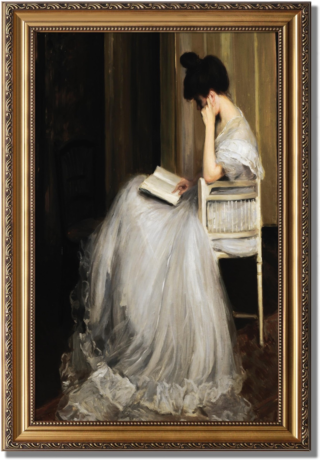 KBKBART Gold Framed Canvas Wall Art Print, Vintage Wall Art Mid-Century Lady ...