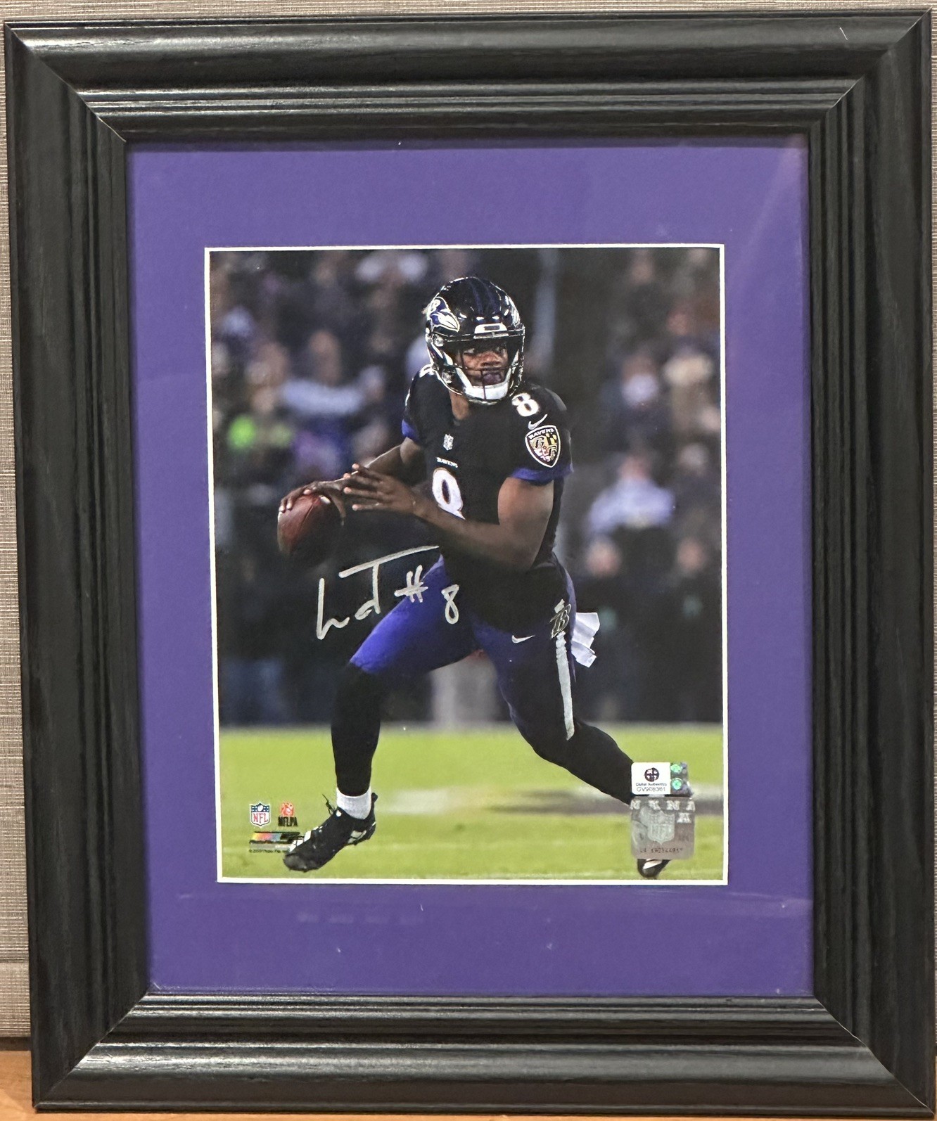 Lamar Jackson Auto 8x10 Signed & Custom Purple/Black Frame 🐦‍⬛😈🐦‍⬛ with COA