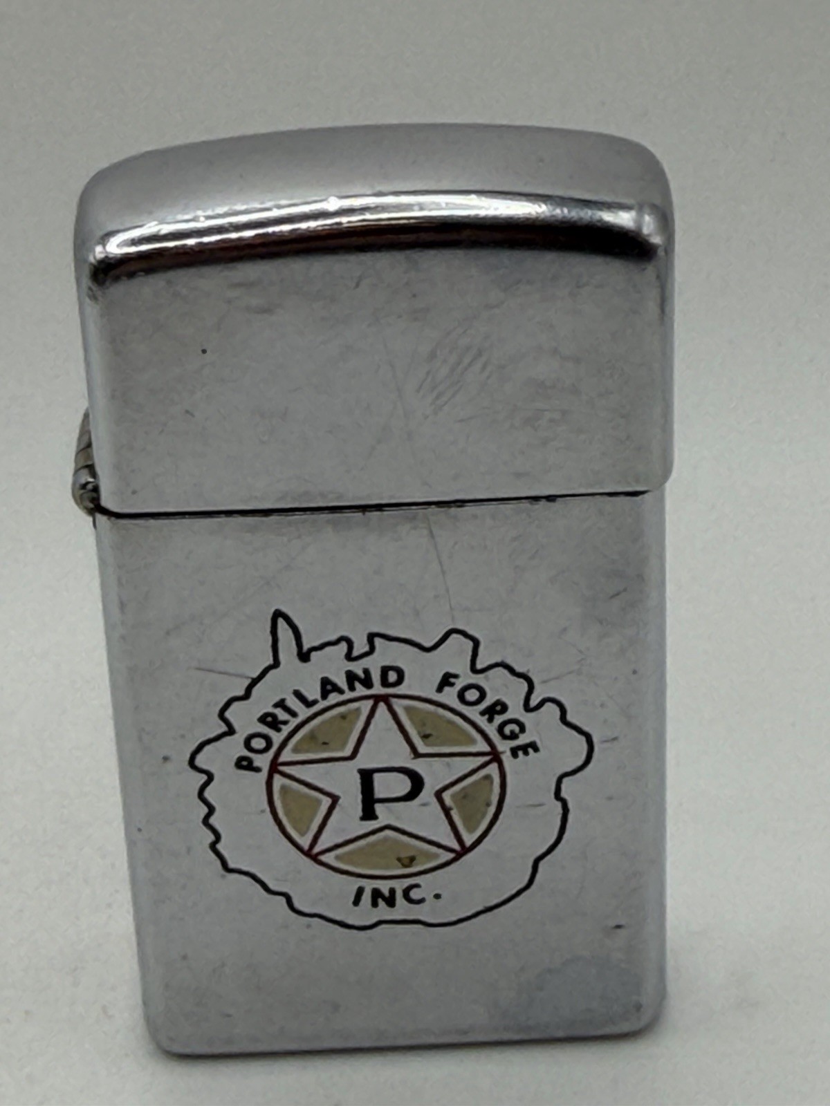 Vintage 1966 Portland Forge Advertising Chrome Slim Zippo Lighter ***READ