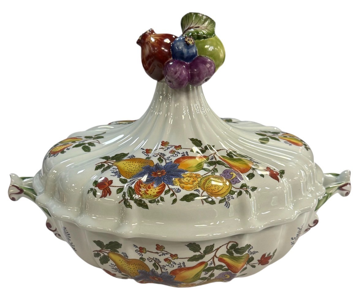 GINORI DIAMONDSTONE PESCARA FRUIT MOTIF XL SERVING TUREEN RARE HTF GINORI DIAMONDSTONE PESCARA FRUIT MOTIF XL SERVING TUREEN RARE HTF
