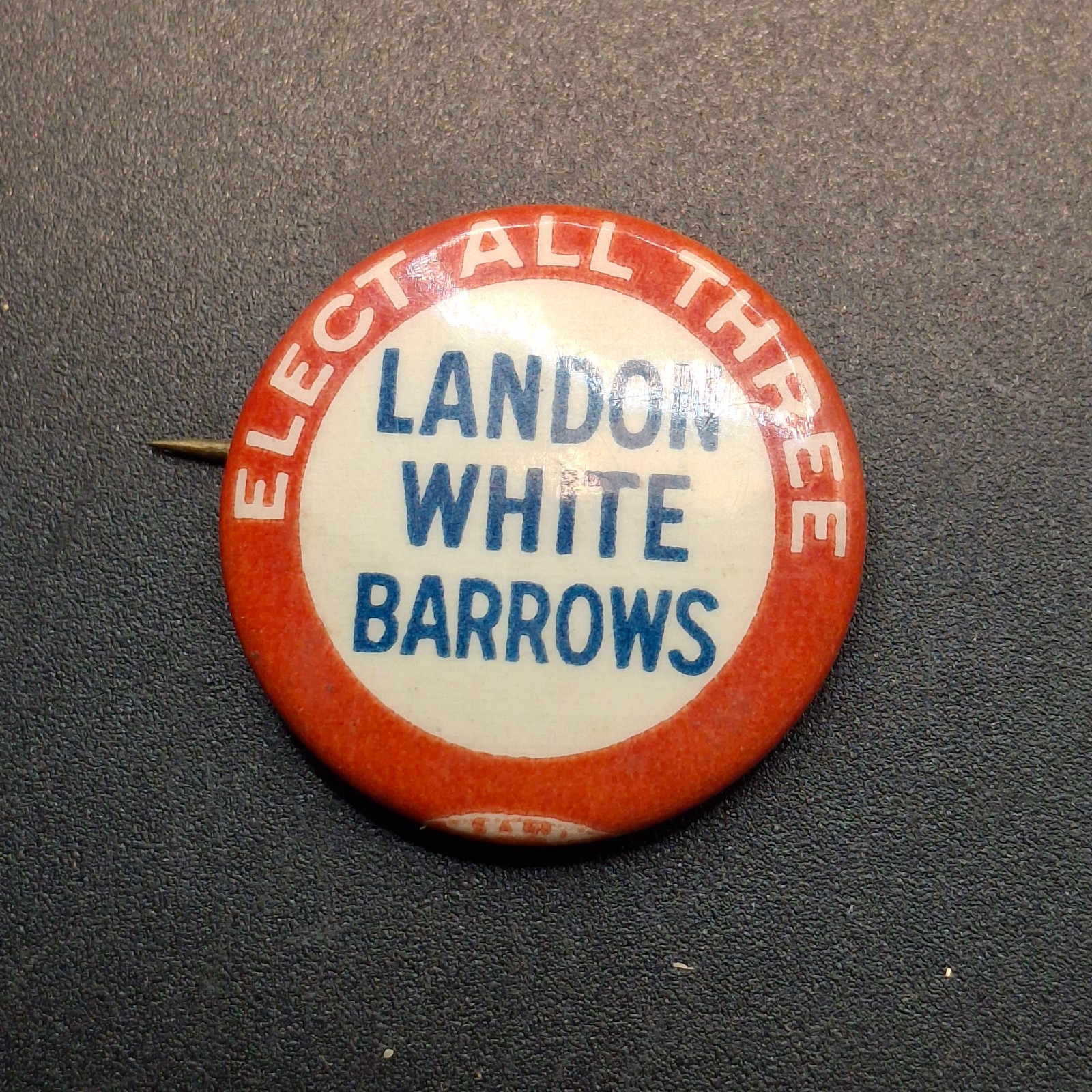 1936 Alf Landon Presidential Campaign Button White Barrows Vintage Political Pin