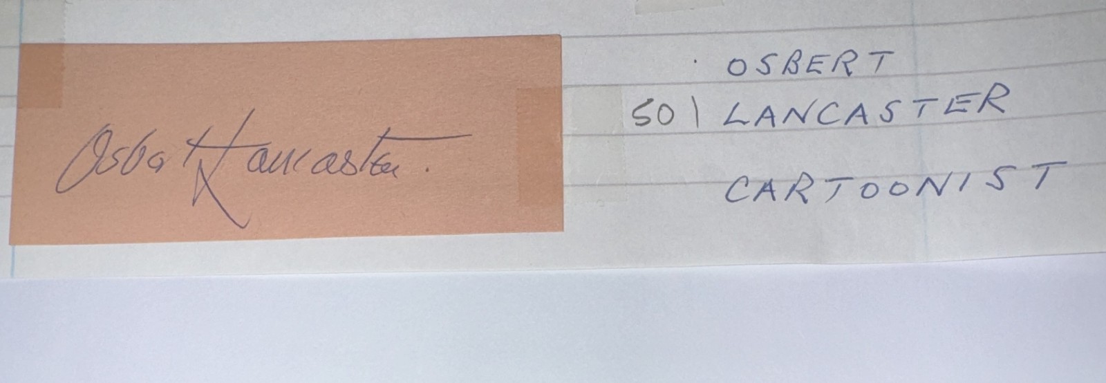 Osbert Lancaster British Cartoonist Illustrator Theatre Design Autograph c 1970s