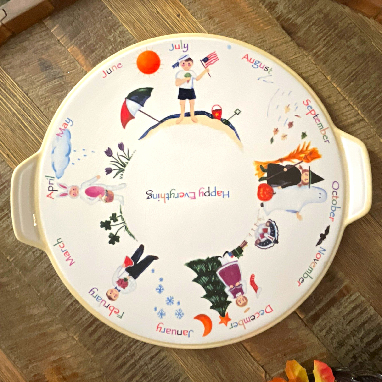 Nantucket Happy Everything Seasons Ceramic Round Pie Dish, Dishwasher/Microwave Nantucket Happy Everything Seasons Ceramic Round Pie Dish, Dishwasher/Microwave