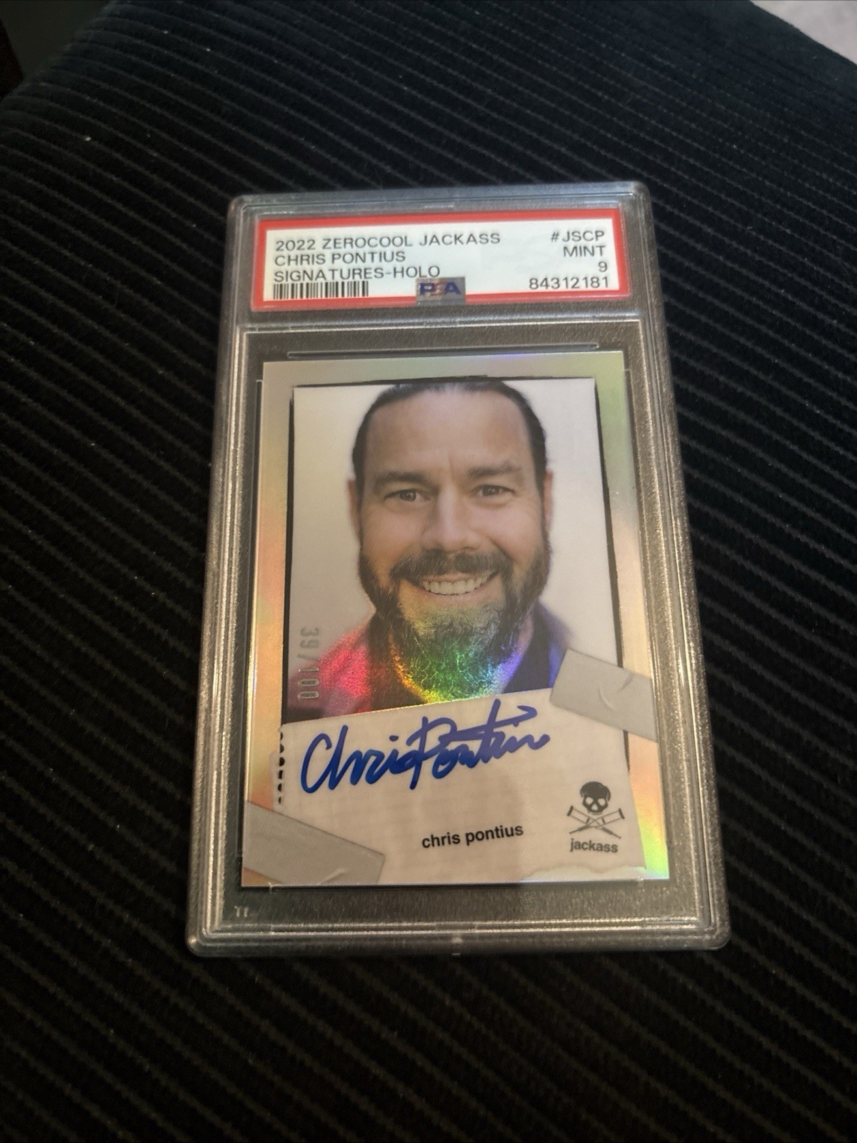 2022 ZEROCOOL JACKASS SIGNATURES HOLO #JSCP CHRIS PONTIUS 39/ 100 PSA 9 AUTO
