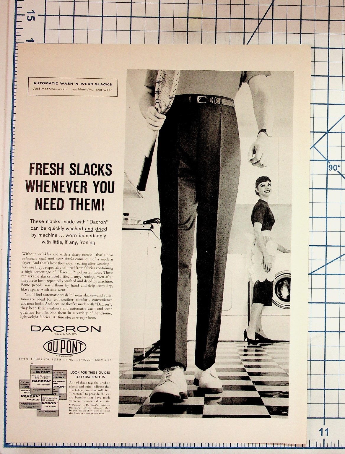 Vintage 1950s Dacron Slacks DuPont Wash & Wear Ad Mid-Century Fashion
