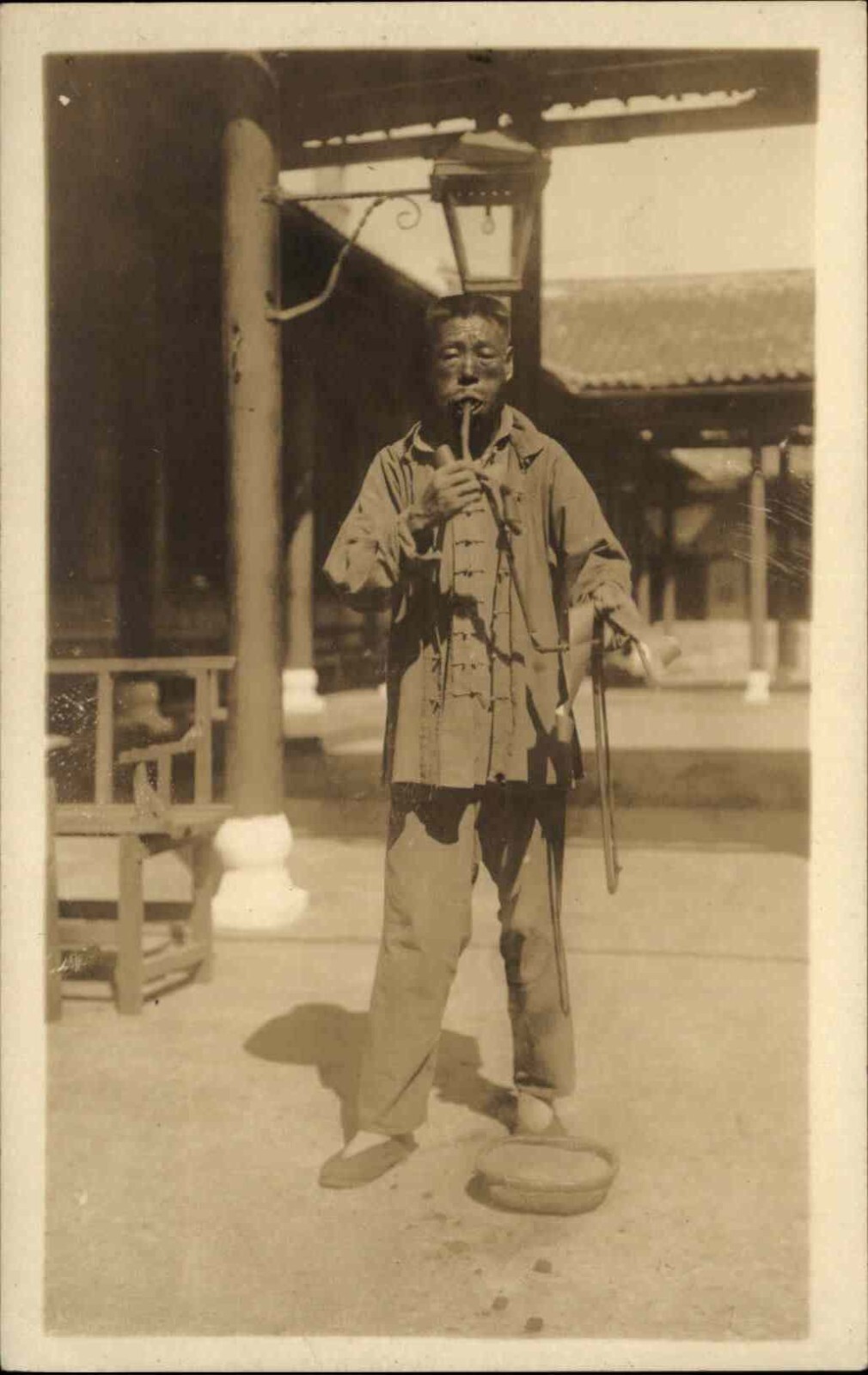 China Chinese Street Performer Fire Eating Illusionist Magic c1910 PAIR 2 RPPCS