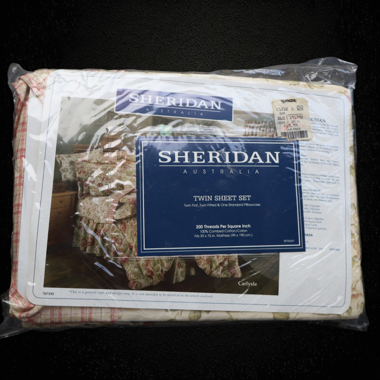 Vintage Sheridan Carlysle Twin Sheet Set NOS in Original Packaging Cottagecore