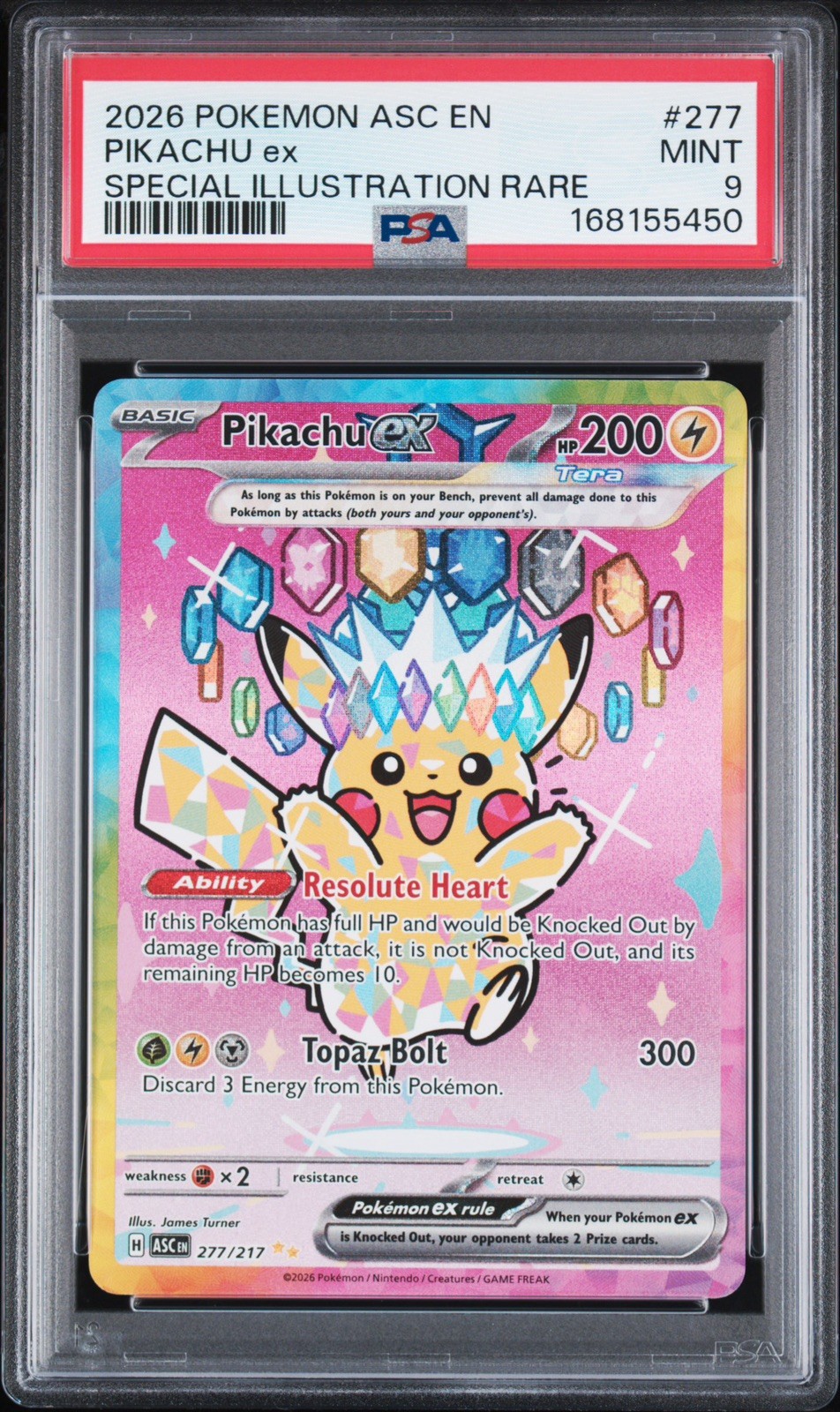 Pikachu ex 277/217 SIR Special Illustration Rare Ascended Heroes - PSA 9 MINT