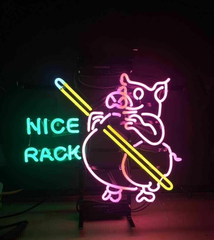 Nice Rack Billiards Pig Neon Light Sign Decor Game Room Visual Wall 19\