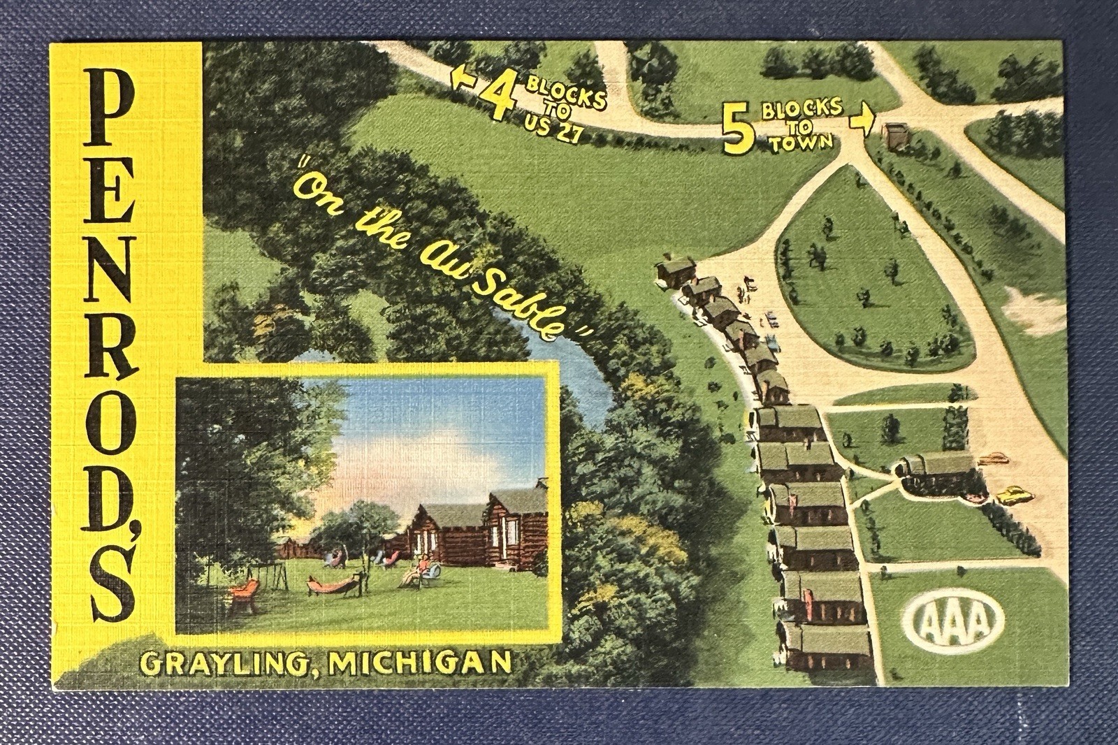 Grayling Michigan Vintage Postcard Penrod's On the Au Sable Resort