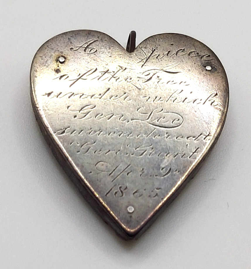 1865 Appomattox Surrender Tree Relic Pendant w/ Coin Silver Presentation Plaques