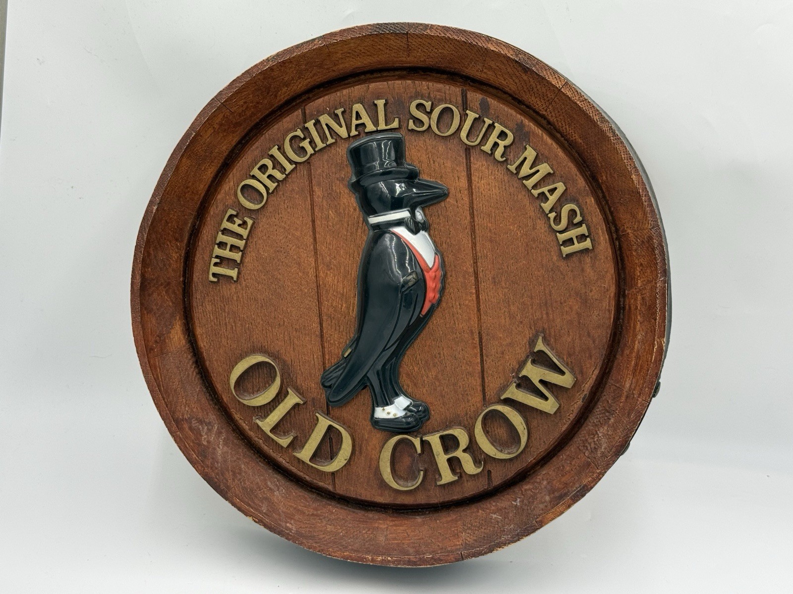 🌟Vintage Rare 1950s Old Crow Barrel Top Whiskey Faux Sign 🌟