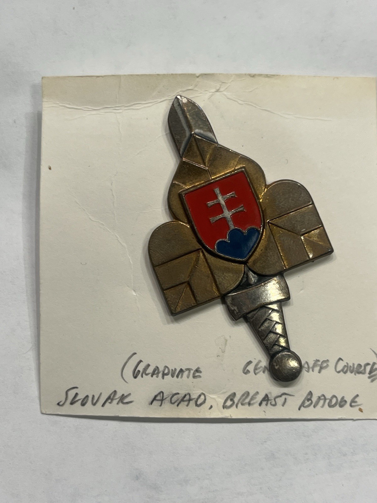 Original Czech Slovak Russian Graduate General Staff ACAD Army Badge Pin Medal