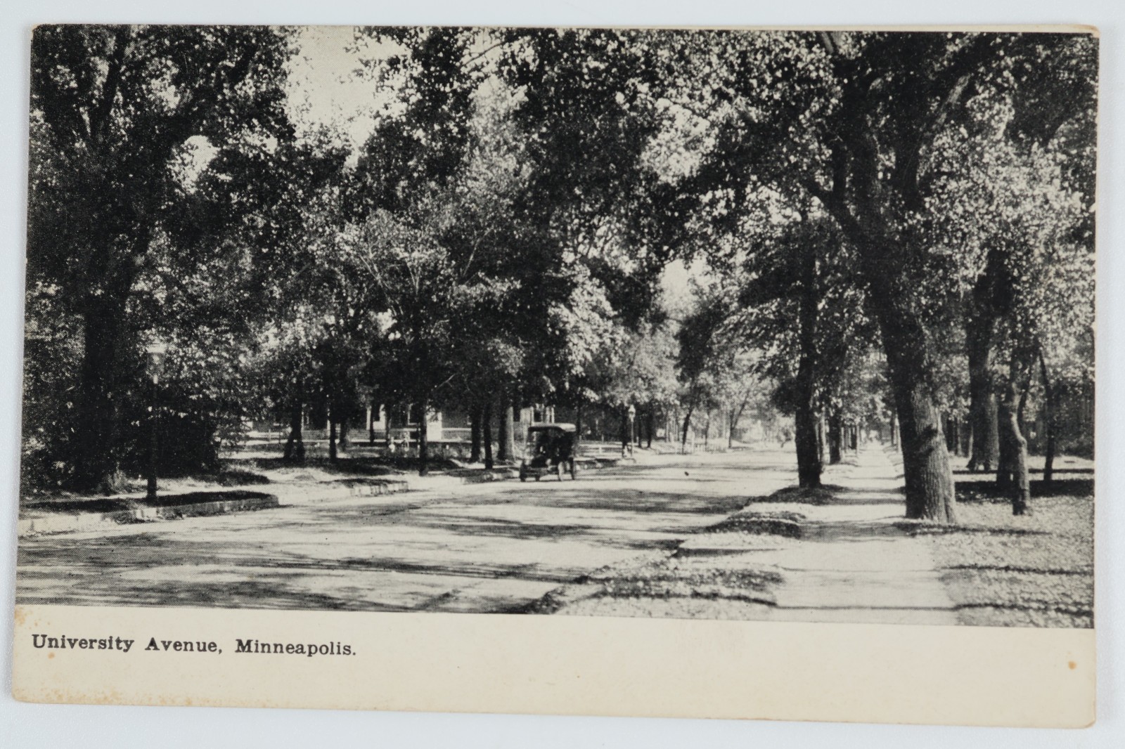 Vintage University Avenue Minneapolis Minnesota Postcard Early Automobile Street