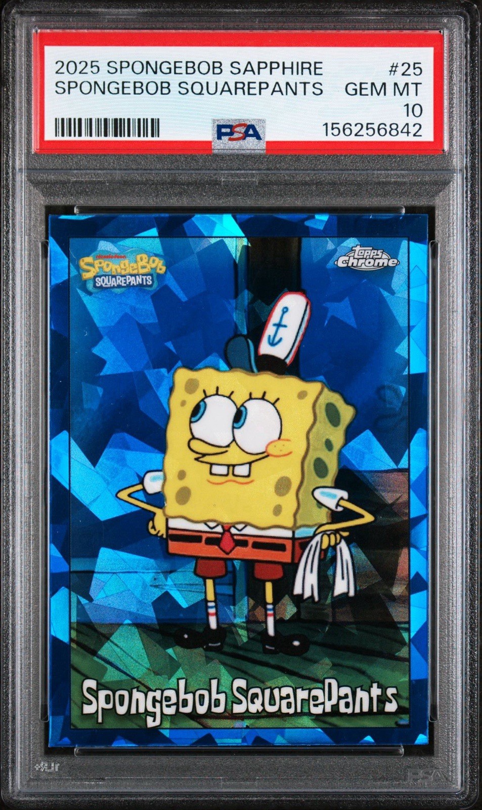 2025 Topps Chrome Spongebob Sapphire #25 Spongebob Squarepants PSA 10