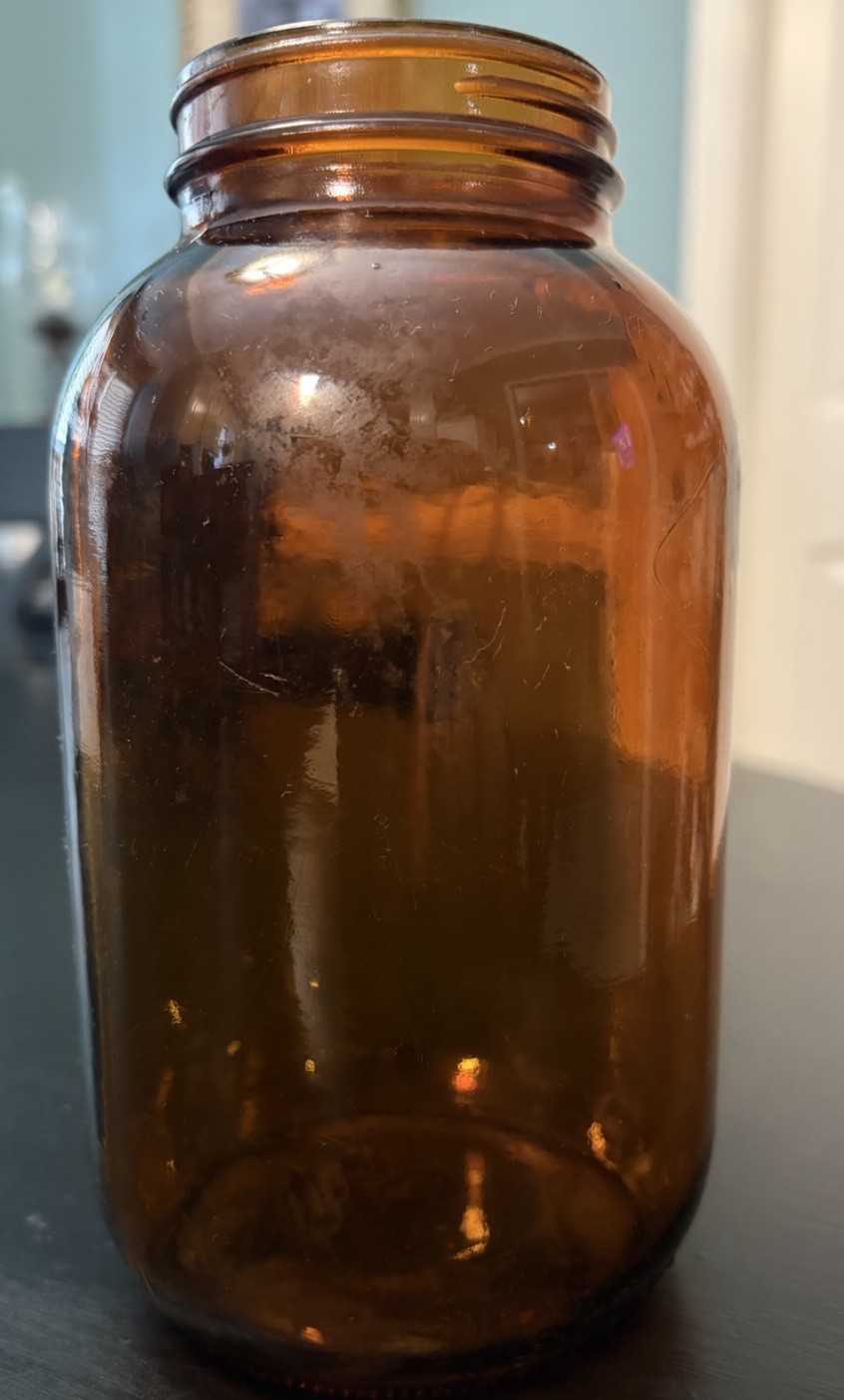 Vintage 1946 Amber Glass Jar Duraglas Owens Illinois 7