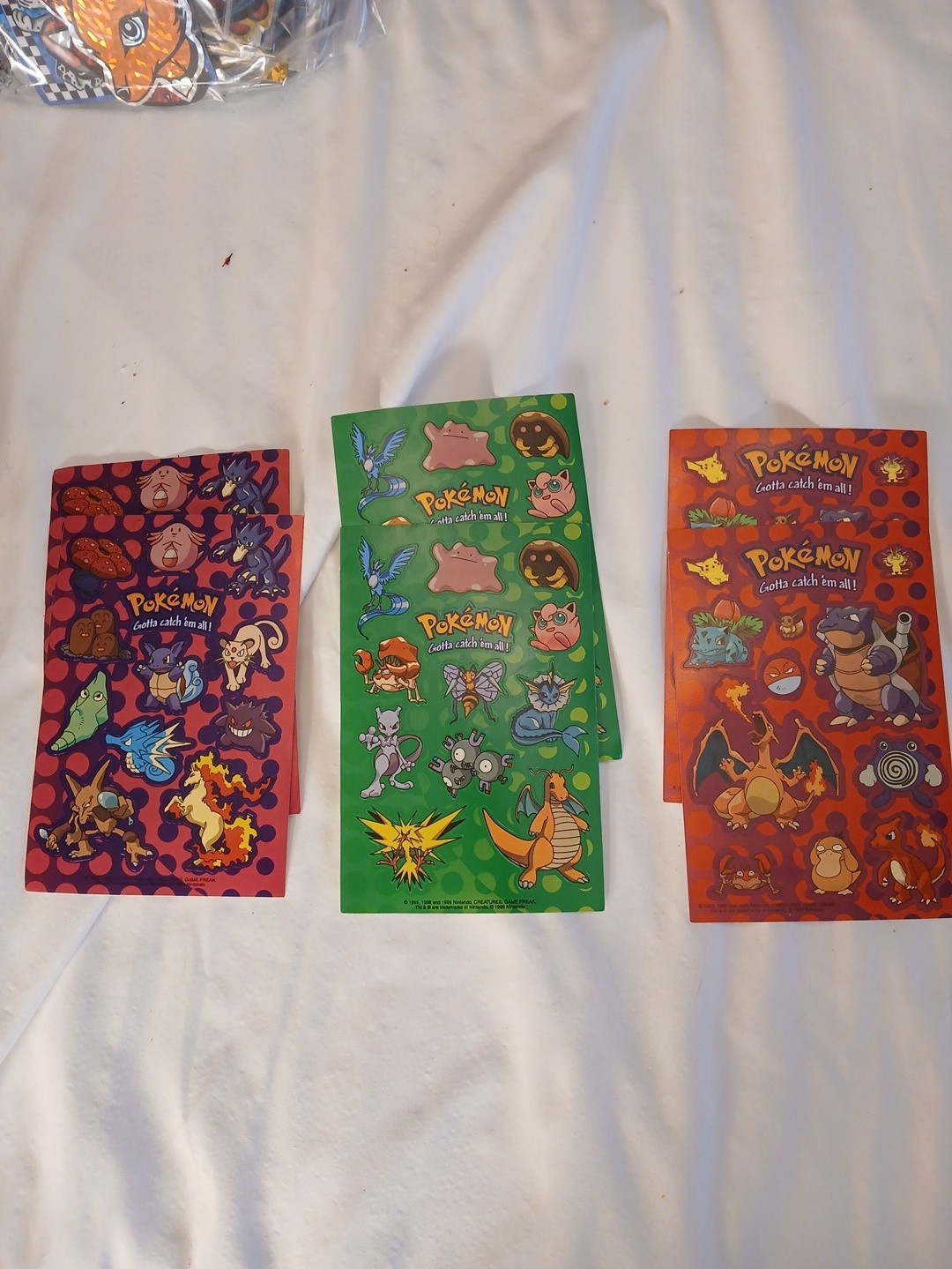 Vintage 1999 Pokemon Sticker Stickers Nintendo Game Freak Lot Of 6