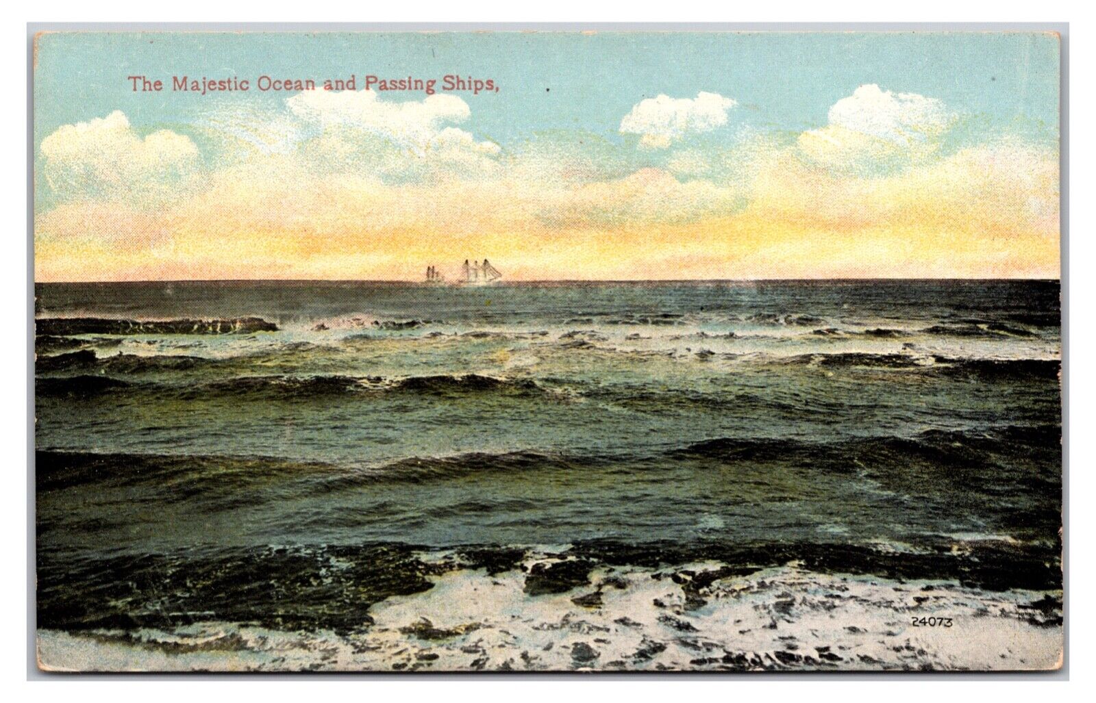 Early 1900s-  The Majestic Ocean and Passing Ships- Atlantic Ocean Postcard