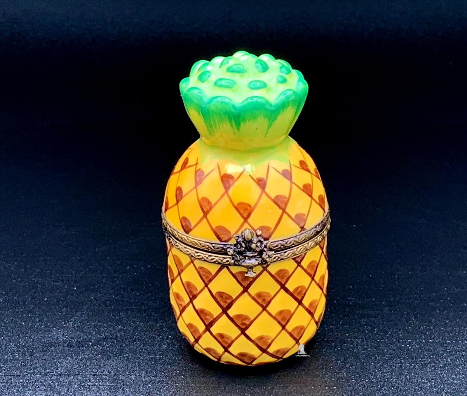 Authentic Limoges France Pineapple Trinket Box Pepsi Pop Art &French Flag Inside Authentic Limoges France Pineapple Trinket Box Pepsi Pop Art &French Flag Inside