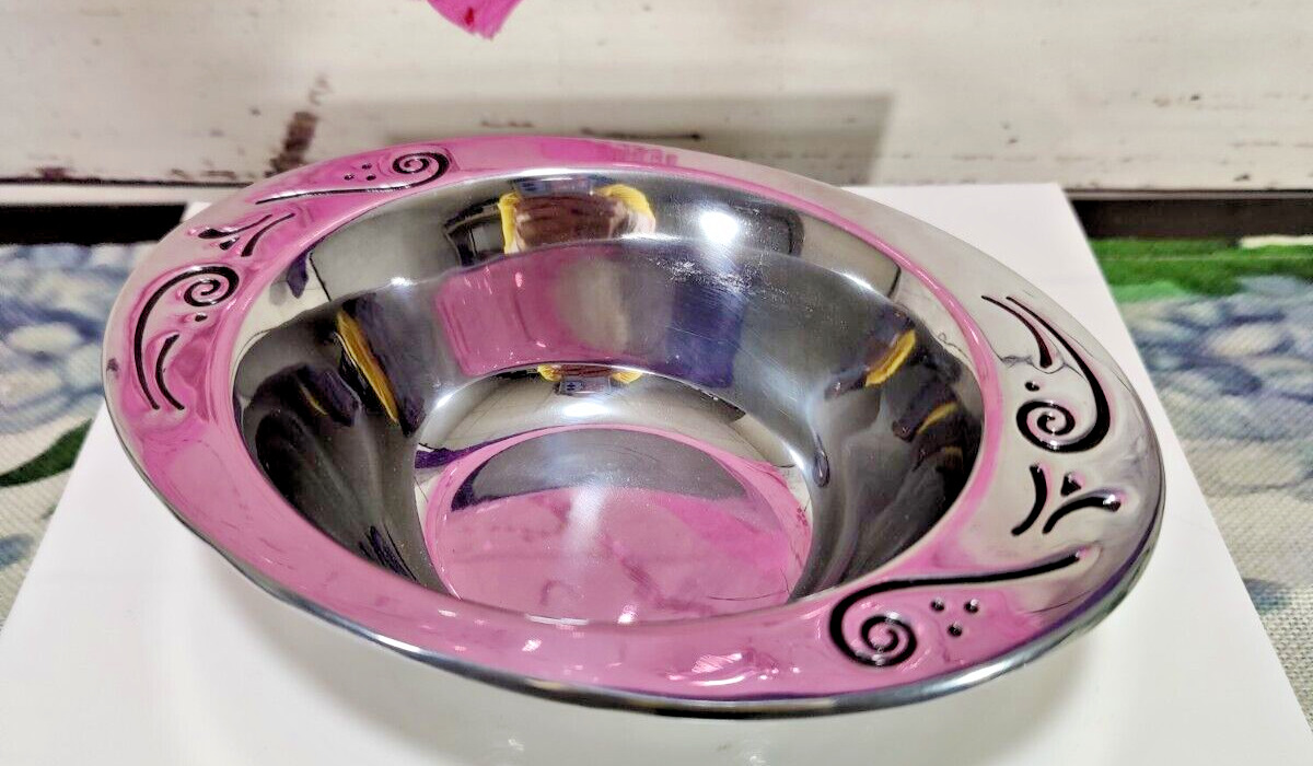 Lenox Stainless Steal Spyro Design Bowl Trinket Dish 7\