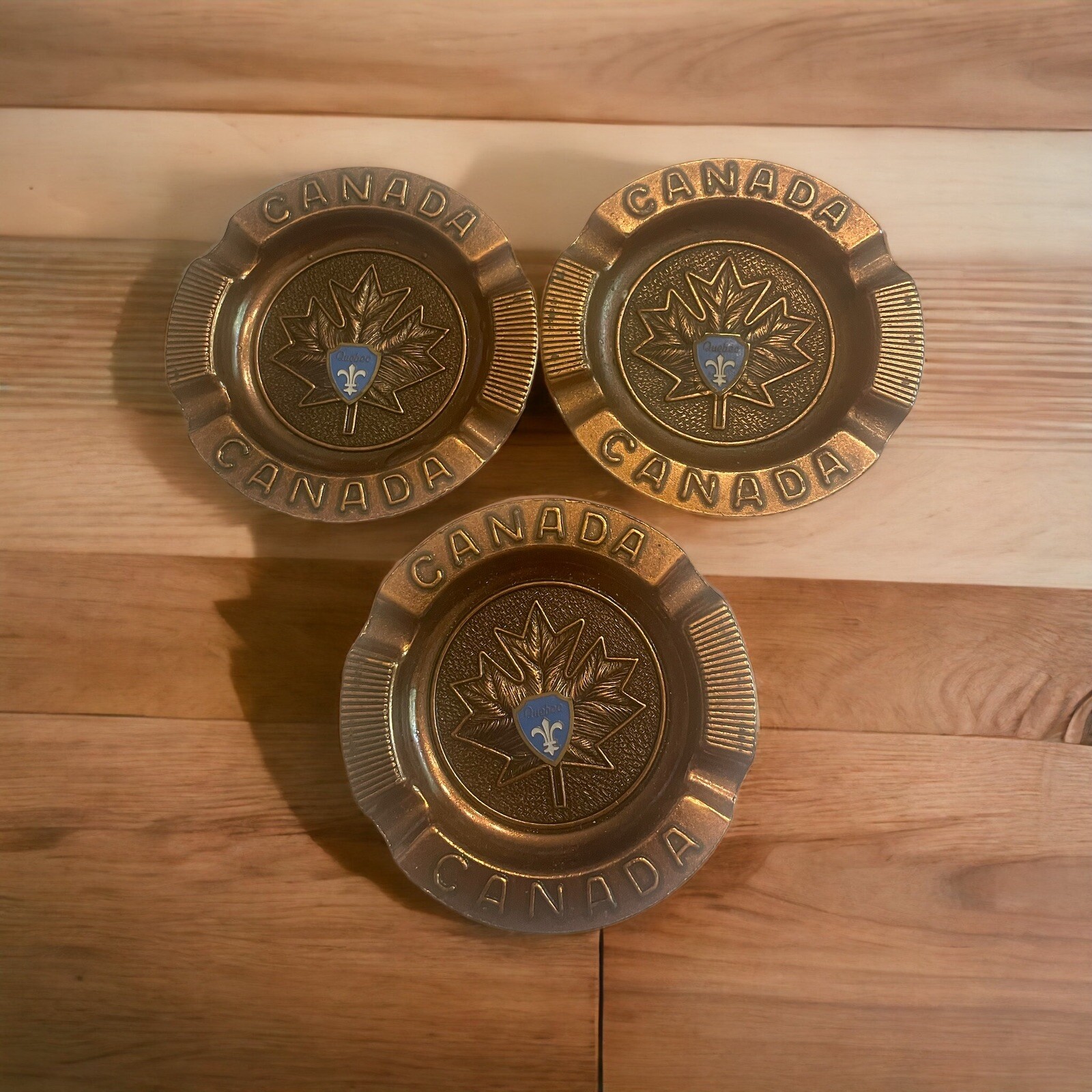 VTG Canada Souvenir Maple Leaf Copper Collectible Memorabilia Set of 3