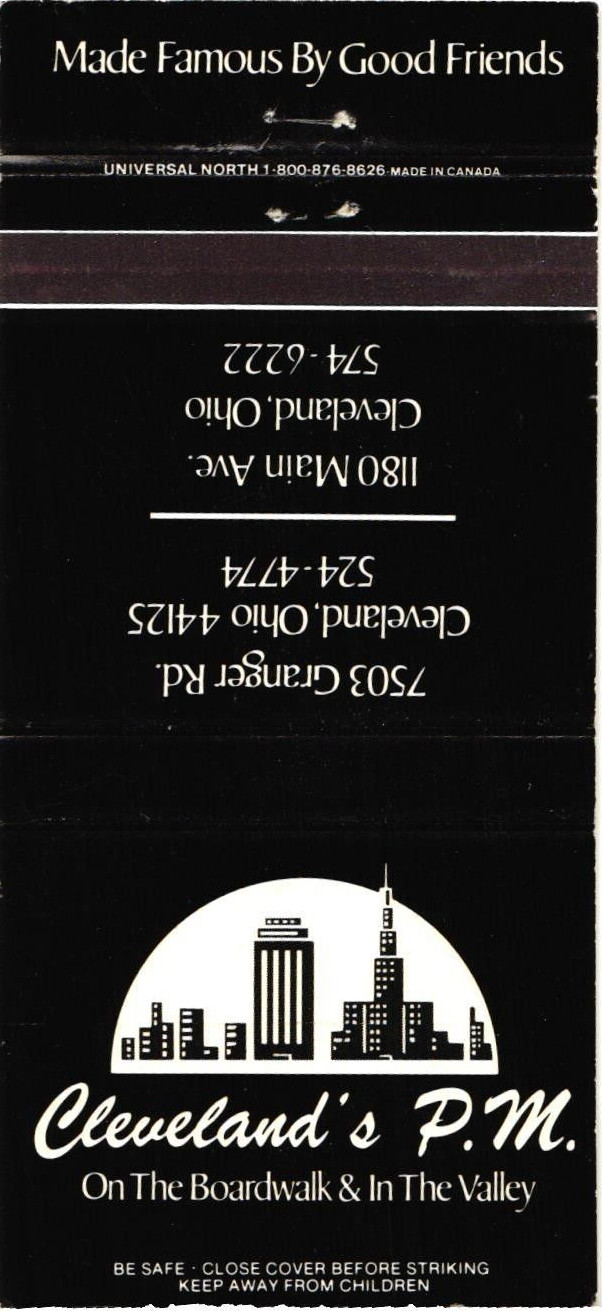 Cleveland\'s P.M. Cleveland OH Vintage Matchbook Cover 1980s Skyline