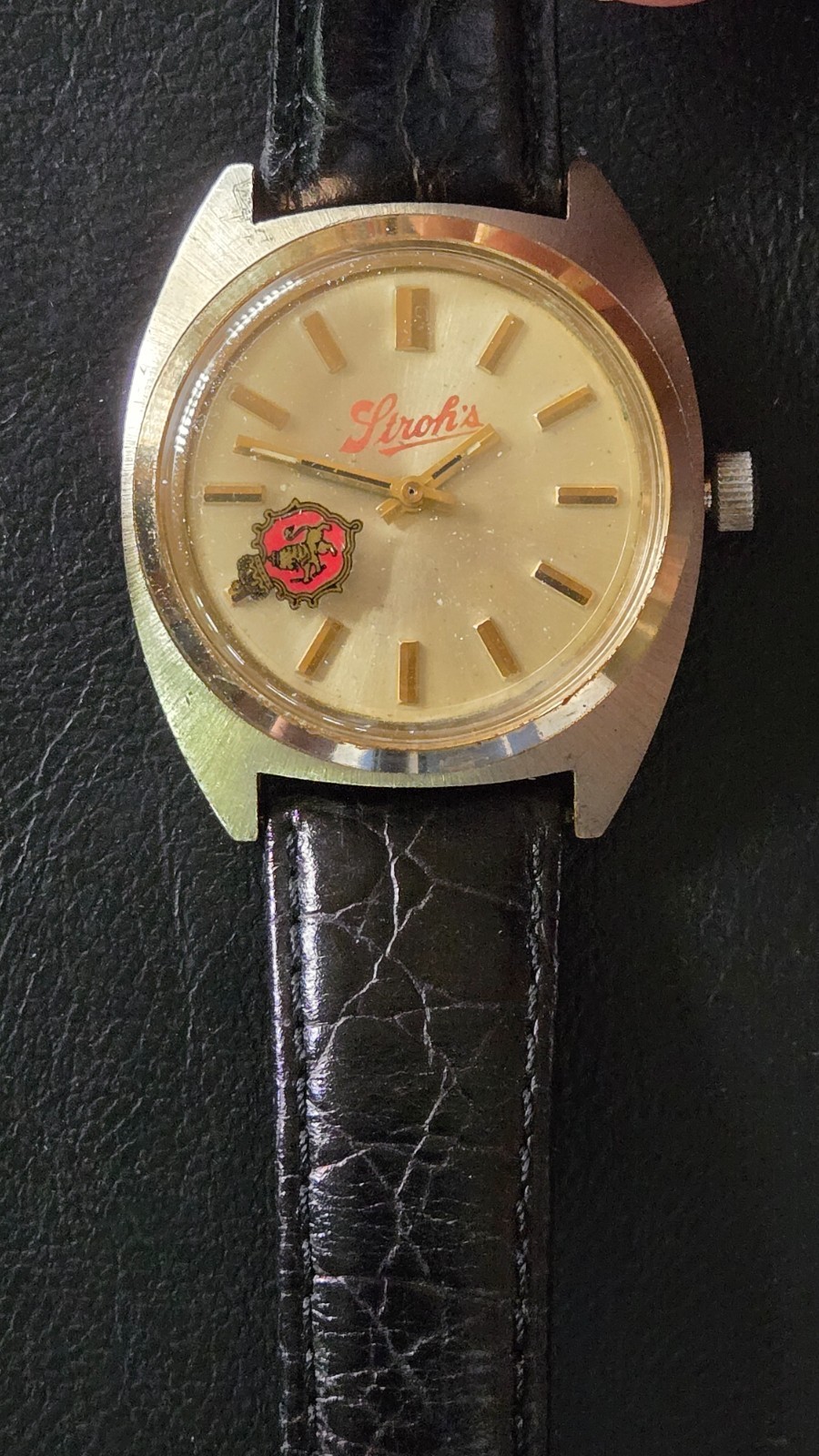 Stroh\'s Beer Vintage 17 Jewel UT 30 Mechanical Movement Men\'s Wristwatch