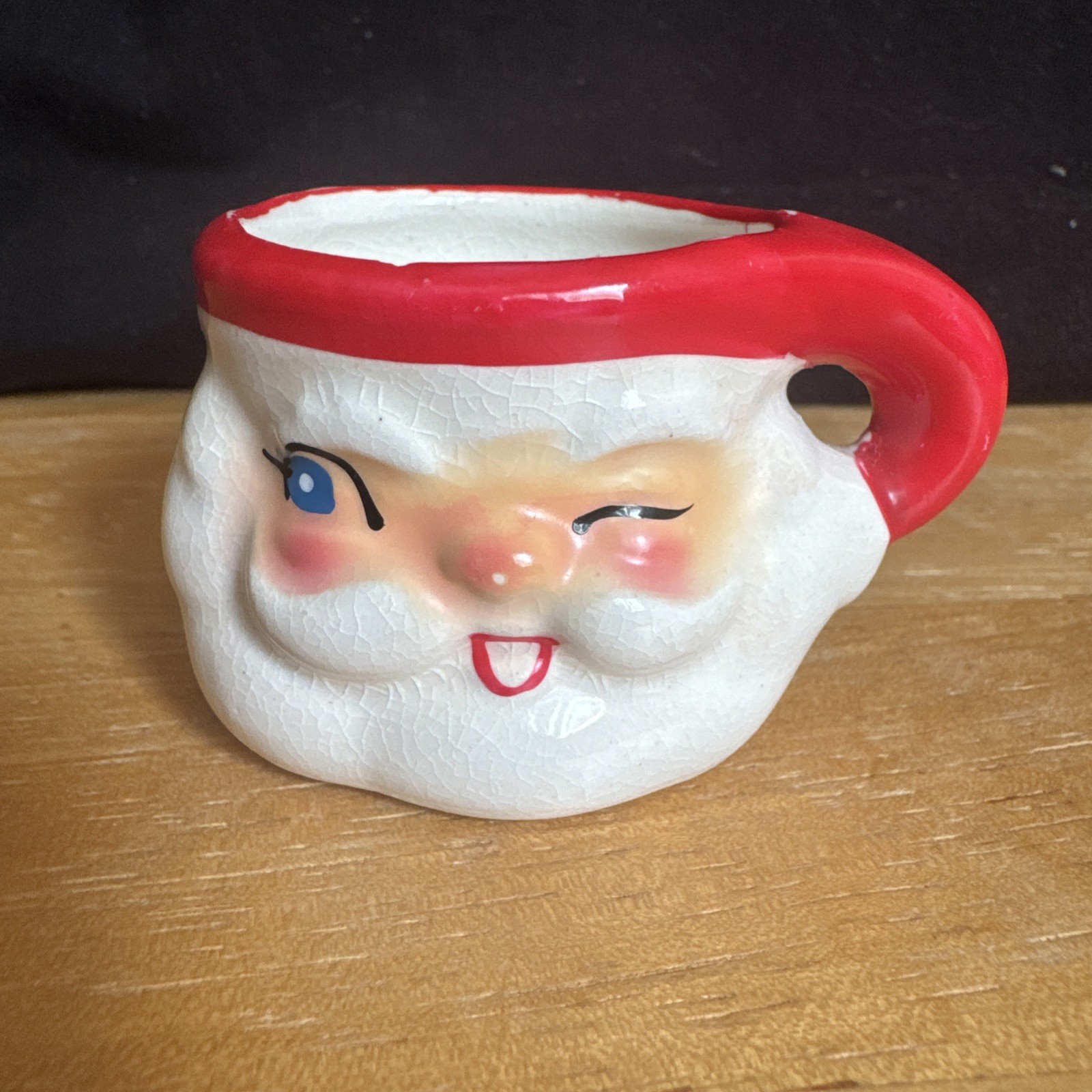 Holt Howard 60\'s Vintage Winking Santa Mini Mug Christmas Right Wink and Label