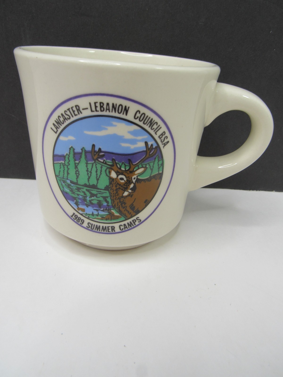 VTG 1989 BSA Ceramic Mug Summer Camp Lancaster-Lebanon PA Deer Boy Scouts GUC