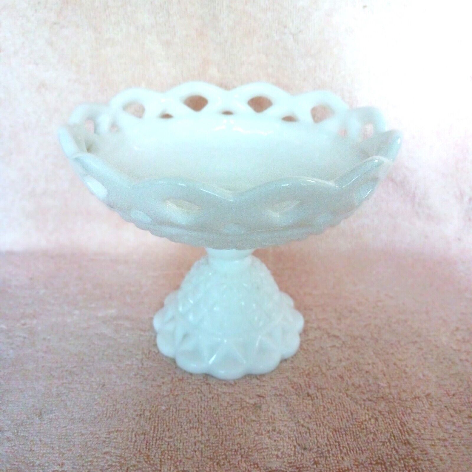 Vintage Milk Glass Open Lace Compote by Imperial Glass USA REDUCED PRICE