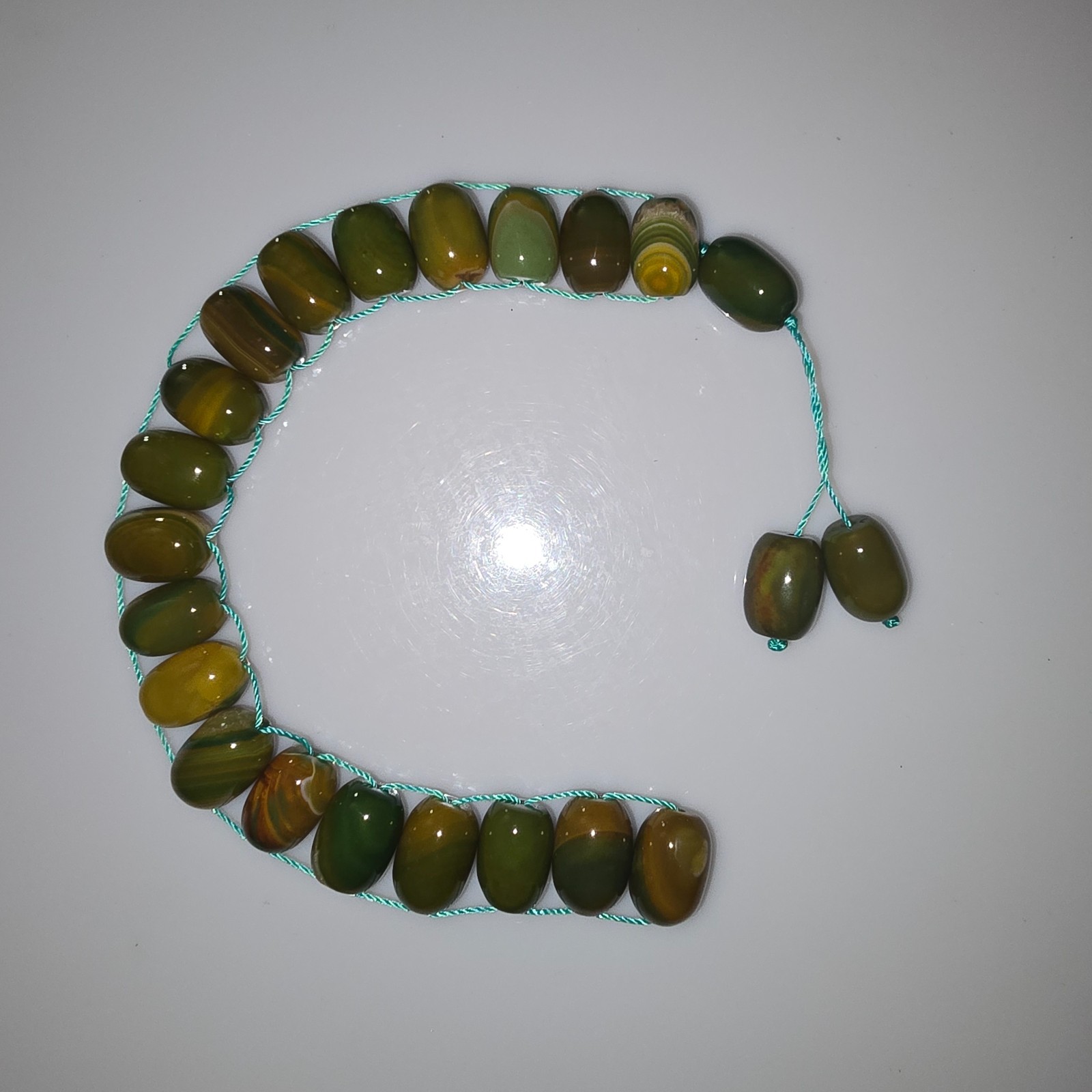 Natural Green & Brown Agate Gemstone Bead grek  design 19 beads