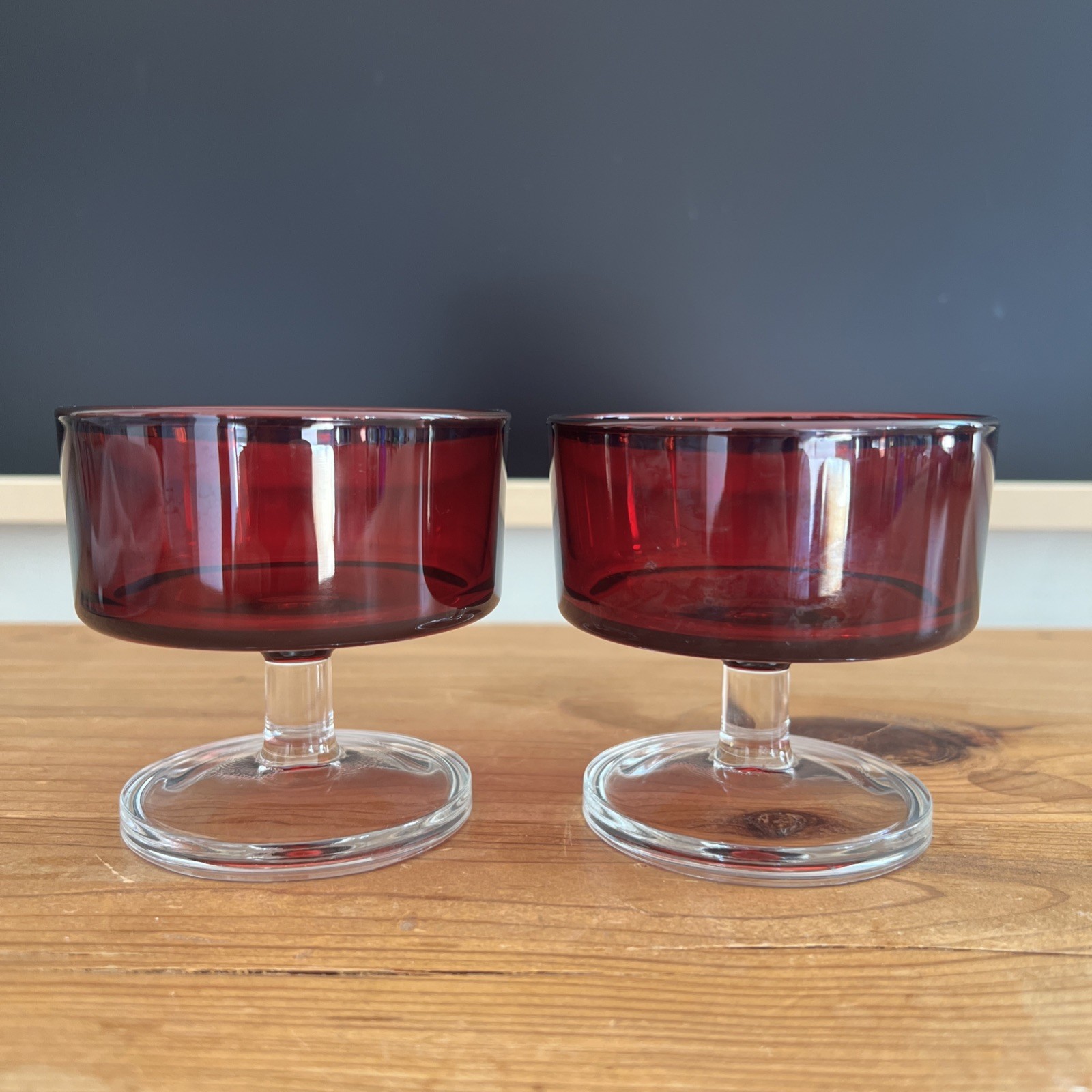 Luminarc Arcoroc Ruby Red Champagne / Sherbet Glasses Made in France 3